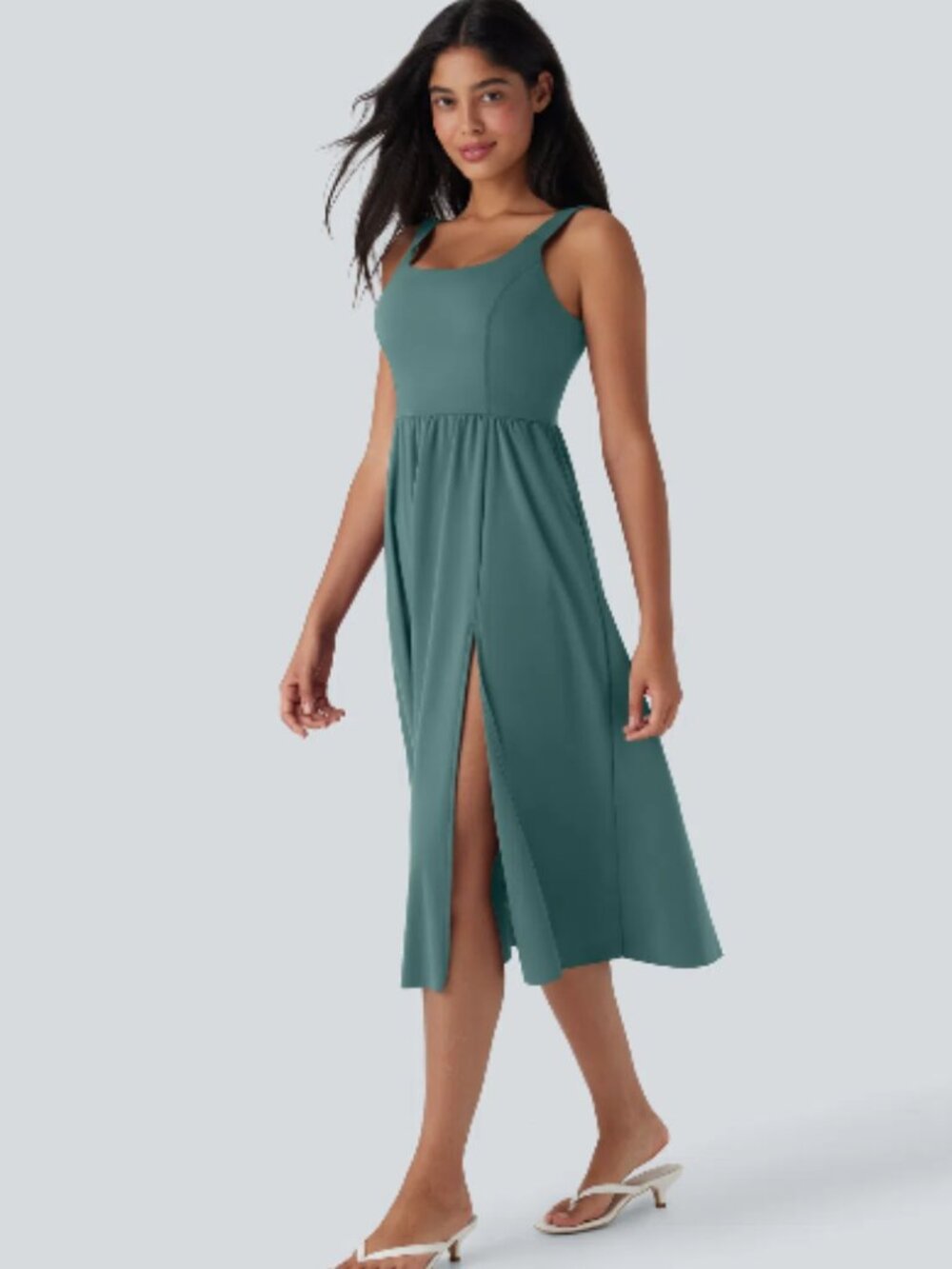 HALARA SoftlyZero Airy Padded InstantCool Midi Casual Dress with Pockets Medium